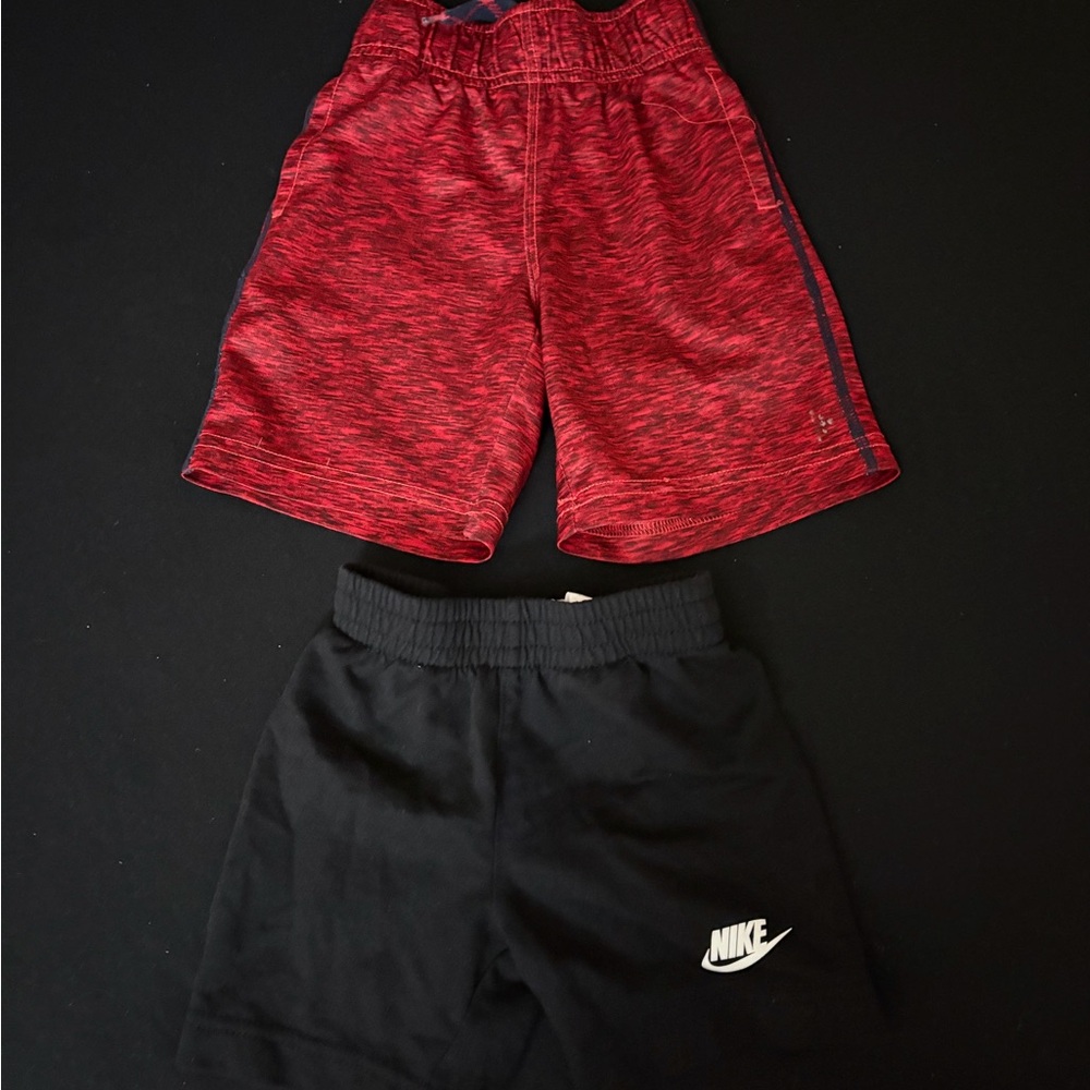 Nike Red Heather & Black Boys' Athletic Shorts Set